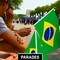 G128 50 Pack Handheld Brazil Brazilian Stick Flags | 12x18 In | Printed 150D Polyester, Country Flag, Solid Wooden Stick, Spear Gold Tip